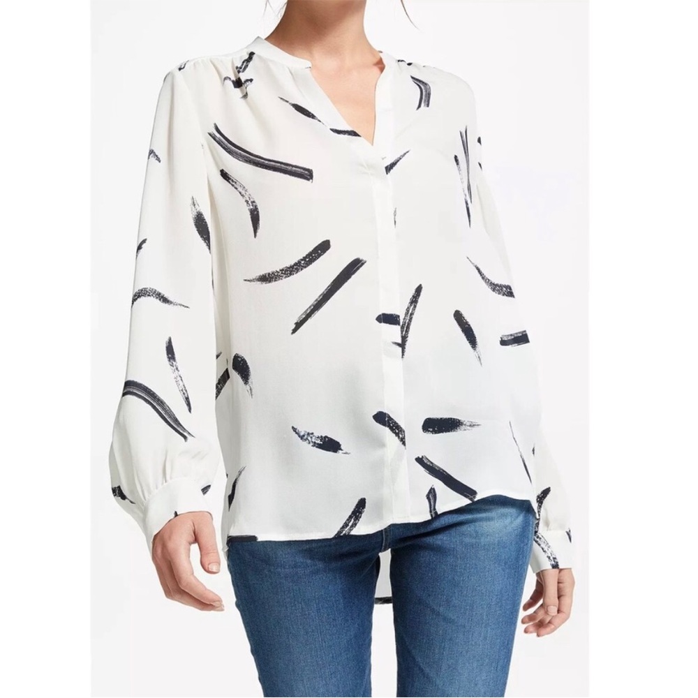 Joie Silk Abstract Brushstroke Print Blouse